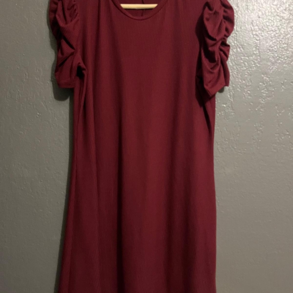 Thompson Maroon Long Sleeve Dress